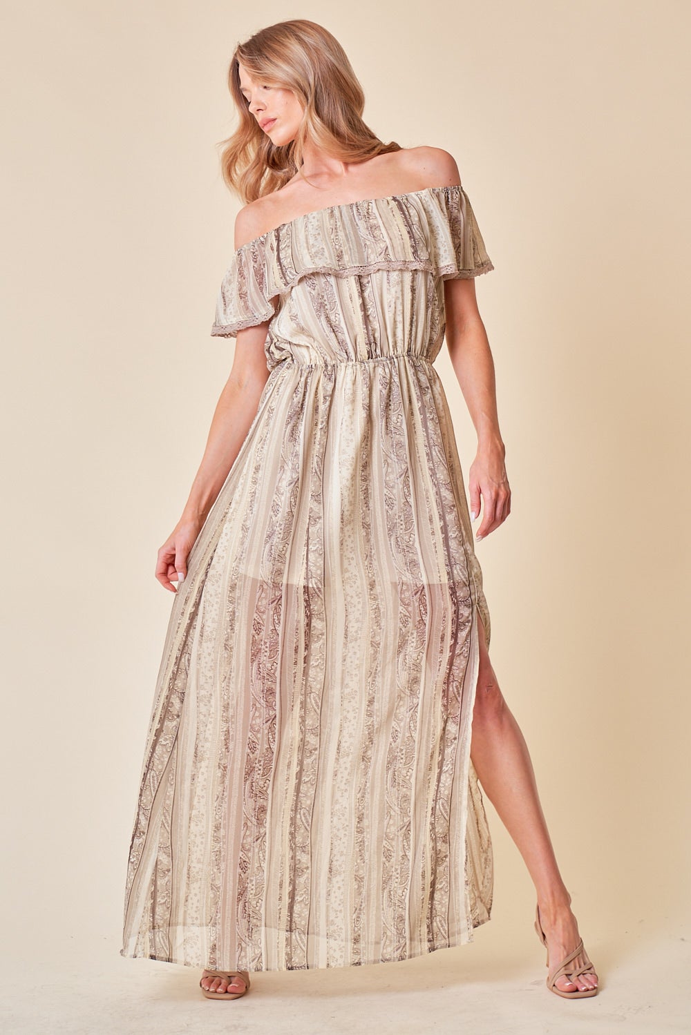 Summerfield Off-Shoulder Maxi Dress Pistachio